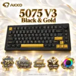 Akko 5075 V3 Black & Gold 75% Tri-Mode Mechanical Keyboard, BitterSweet Switches, RGB, Hot-Swappable, Gasket Mount, 8,000mAh