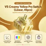 Akko V5 Creamy Yellow Pro 45-Piece Linear Mechanical Switches for Mechanical Gaming Keyboard, 50±5gf Force, 3.5mm Travel, 5-Pin MX Style, Factory Lubed & LED Diffuser - Image 3