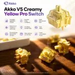 Akko V5 Creamy Yellow Pro 45-Piece Linear Mechanical Switches for Mechanical Gaming Keyboard, 50±5gf Force, 3.5mm Travel, 5-Pin MX Style, Factory Lubed & LED Diffuser - Image 2
