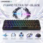 MonsGeek FUN60 Ultra SP Black 60% Wired HE Magnetic Keyboard, Glare Switches, 8K Polling, 0.01mm RT, CNC Aluminum Chassis, Side-Printed PBT & ARGB