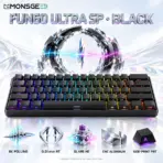 MonsGeek FUN60 Ultra SP Black 60% Wired HE Magnetic Keyboard, Glare Switches, 8K Polling, 0.01mm RT, CNC Aluminum Chassis, Side-Printed PBT & ARGB