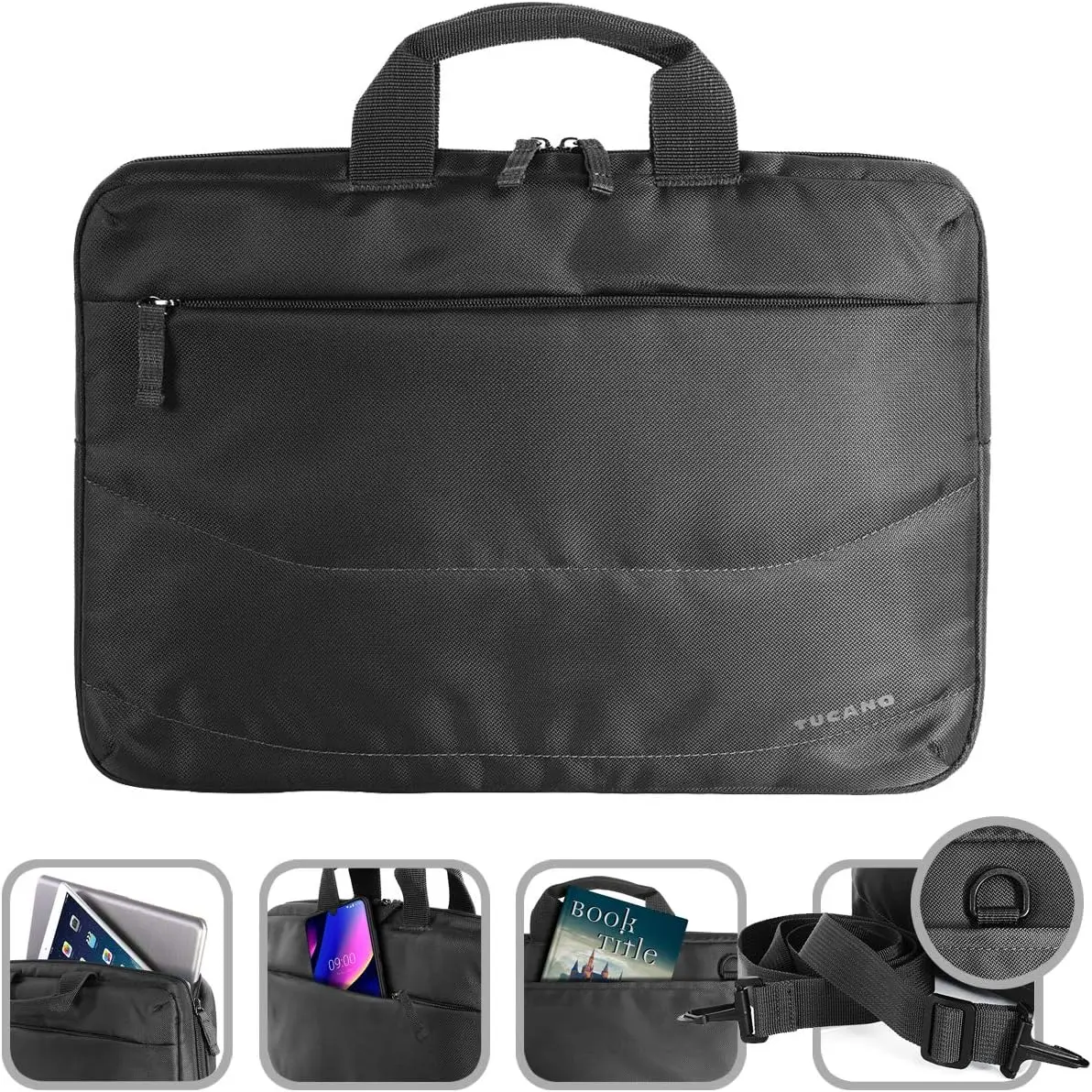 IMG_6abe170be1854-1.webp Normal Laptop Bag – Fits 15.6" Laptops, Black, Durable Water-Resistant Material, Multiple Compartments, Padded Shoulder Strap, Lightweight - Image 1