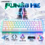 MonsGeek FUN68 HE White 65% Wired Magnetic Keyboard, Akko Glare Switches, 8K Polling, 0.005mm RT, 16K Scan, ARGB & Magnetic Hot-Swap