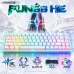 MonsGeek FUN68 HE White 65% Wired Magnetic Keyboard, Akko Glare Switches, 8K Polling, 0.005mm RT, 16K Scan, ARGB & Magnetic Hot-Swap