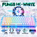 MonsGeek FUN68 HE White 65% Wired Magnetic Keyboard, Akko AstroAim Switches, 8K Polling, 0.005mm RT, 16K Scan, ARGB & Magnetic Hot-Swap