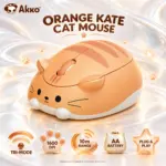 Akko Orange KATE Cat Theme Optical Mouse with Tri-Mode Bluetooth 3.0, Bluetooth 5.0 and 2.4 GHz Wireless, 1600 DPI, Ergonomic ABS Design, and 10 m Range