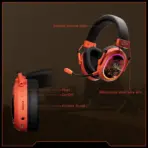 Akko MA02W Wasteland Survival Black & Orange Wireless Gaming Headset with 50 mm Stereo Drivers, Dynamic RGB, Detachable Omnidirectional Mic, Bluetooth 5.3, 2.4 GHz, and 1200 mAh Battery - Image 6