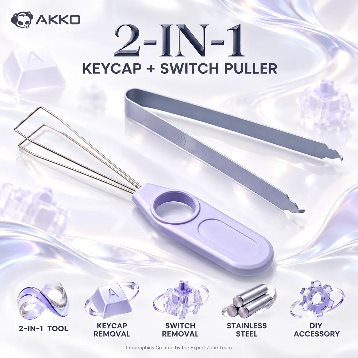 IMG_6abe56235f64b-1.webp Akko 2-in-1 Keycap and Switch Puller with Stainless Steel Pulling Parts for Mechanical Keyboard Maintenance and DIY Builds - Image 1