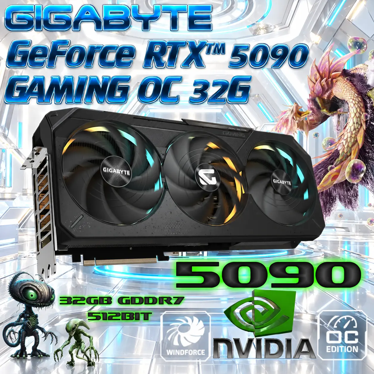 IMG_6abf7777472c2-4.webp GIGABYTE GeForce RTX 5090 Gaming OC 32GB GDDR7 512-bit GPU Blackwell Architecture, 2550MHz, PCIe 5.0, WINDFORCE Cooling, RGB Halo, Sliding Side Plate, Dual BIOS, HDMI 2.1b, DisplayPort 2.1b, ATX | BLACK GV-N5090GAMING OC-32GD | 1 YEAR WARRANTY - Image 1