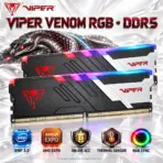 Patriot Viper Venom RGB 32GB (2x 16GB) DDR5 6400MT/s  CL32 Desktop RAM Kit 1.40V, RGB Sync, On-Die ECC, Aluminum Heatspreader, Intel XMP 3.0 & AMD EXPO Compatible | BLACK ~ PVVR532G640C32K