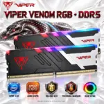Patriot Viper Venom RGB 32GB (2x 16GB) DDR5 6400MT/s  CL32 Desktop RAM Kit 1.40V, RGB Sync, On-Die ECC, Aluminum Heatspreader, Intel XMP 3.0 & AMD EXPO Compatible | BLACK ~ PVVR532G640C32K
