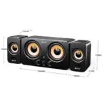 Kisonli U3300T 2.2 Bluetooth Speaker System, 3-Piece, 15W, USB and AUX Connectivity, DC 5V / 1A, Compact Desktop Audio for Music, Gaming and Movies - Image 2