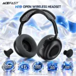 ACEFAST H19 Black Open Wireless Headset with 50mm Drivers, Bluetooth 6.0, Dual-Device Connection, Switchable Open/Closed Modes, 55-Hour Playback, USB-C Charging, ENC Microphone