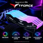 TEAMGROUP T-Force Delta RGB DDR5 32GB RAM Kit (2x 16GB) 5200MHz , CL40 , 1.25V , XMP 3.0 & AMD EXPO Support, On-Die ECC, 120° RGB Lighting, PMIC Power Management, Aluminum Heatsink  | BLACK ~ FF3D532G5200HC40CDC01 - Image 2