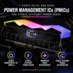 TEAMGROUP T-Force Delta RGB DDR5 32GB RAM Kit (2x 16GB) 5200MHz , CL40 , 1.25V , XMP 3.0 & AMD EXPO Support, On-Die ECC, 120° RGB Lighting, PMIC Power Management, Aluminum Heatsink  | BLACK ~ FF3D532G5200HC40CDC01 - Image 6