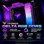TEAMGROUP T-Force Delta RGB DDR5 32GB RAM Kit (2x 16GB) 5200MHz , CL40 , 1.25V , XMP 3.0 & AMD EXPO Support, On-Die ECC, 120° RGB Lighting, PMIC Power Management, Aluminum Heatsink  | BLACK ~ FF3D532G5200HC40CDC01 - Image 3