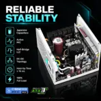 GamerStorm  by DeepCool PQ1000G WH 1000W ATX 3.1 Fully Modular PSU, 80 PLUS Gold, Cybenetics Platinum, PCIe 5.1 600W 12V-2x6, Japanese Capacitors, 120mm FDB | WHITE - Image 6