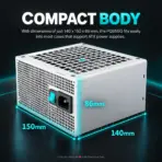 GamerStorm  by DeepCool PQ850G WH 850W ATX 3.1 Fully Modular Power Supply, 80 Plus Gold, PCIe 5.1 12V-2x6 600W, Japanese Capacitors & 120mm FDB Fan | WHITE - Image 9