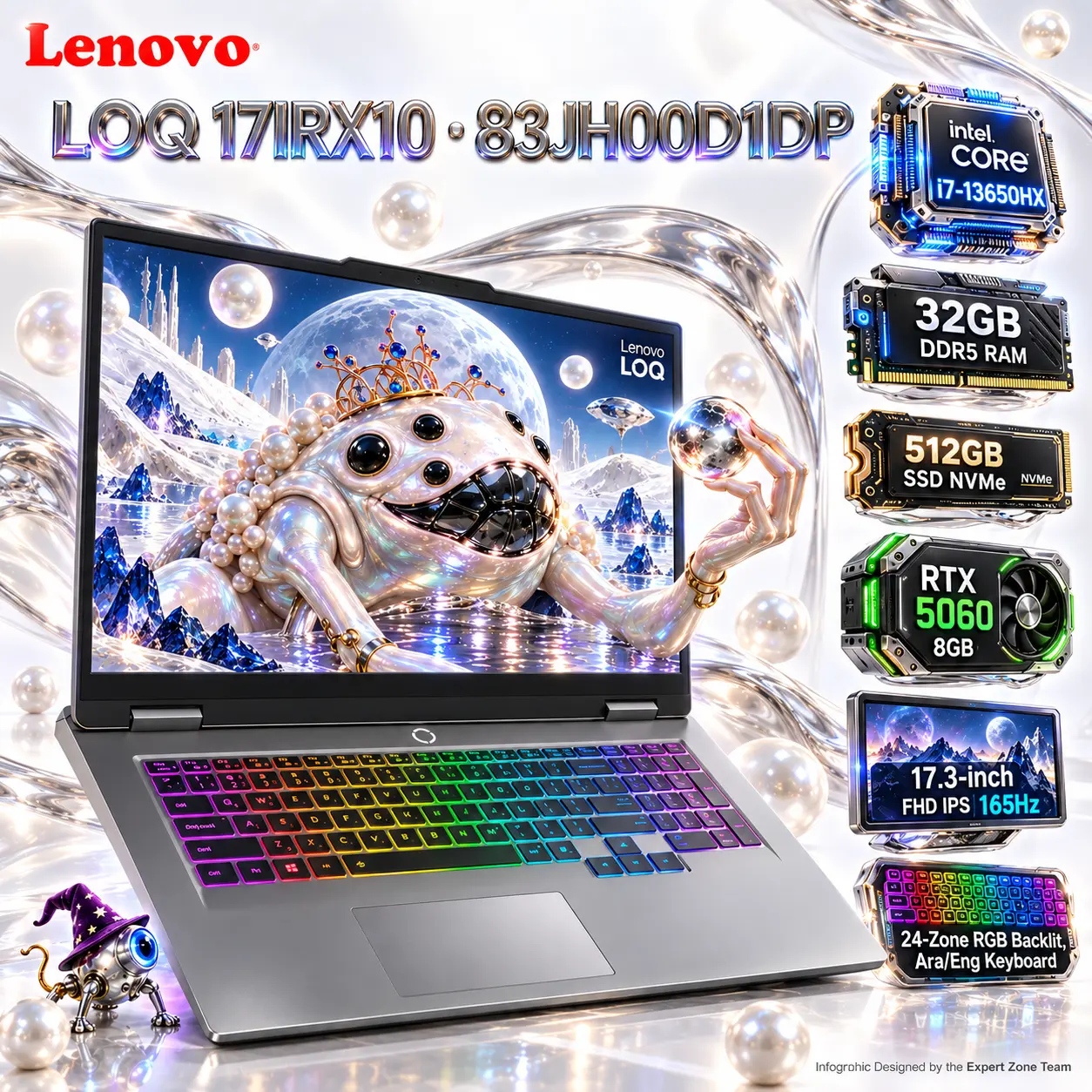 IMG_6ac36d6d07c57-1.webp Lenovo AI-Powered LOQ 17IRX10 : Intel® Core i7-13650HX | 32GB DDR5 RAM , 512GB SSD NVMe | RTX 5060 (8GB) | 17.3-inch FHD IPS 165Hz | 24-Zone RGB Backlit, Ara/Eng Keyboard | DOS | Luna Grey - Image 1