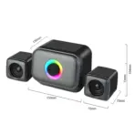 Kisonli U-3200BT 2.1 RGB Speaker System, 3-Piece Desktop Setup, 13W Output, Bluetooth, USB and AUX Connectivity, DC 5V/1A Power, Black - Image 2