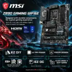 MSI Z890 GAMING WIFI6E ATX DDR5 Motherboard, LGA1851 Core Ultra Series 2, 4x DDR5 8800+ OC, PCIe 5.0, Gen5 M.2, Wi-Fi 6E, 2.5G LAN, 20Gbps USB-C & 12+1+1+1 Power - Image 2