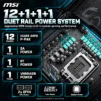 MSI Z890 GAMING WIFI6E ATX DDR5 Motherboard, LGA1851 Core Ultra Series 2, 4x DDR5 8800+ OC, PCIe 5.0, Gen5 M.2, Wi-Fi 6E, 2.5G LAN, 20Gbps USB-C & 12+1+1+1 Power - Image 6