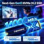 Fanxiang S910 1TB PCIe 5.0 x4 NVMe M.2 2280 SSD, Up To 14,000MB/s Read & 7,500MB/s Write, DRAM-Less Design, 3D NAND, 750TBW & AES-256 - Image 2
