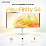 Samsung ViewFinity S6 S65TC 34-inch UWQHD 100Hz 1000R Curved Monitor, 5ms, HDR10, Thunderbolt 4 90W, KVM, FreeSync, LAN, USB Hub & 5W×2 Speakers, Height Adjustable Stand, Tilt, Swivel | WHITE  - Image 2