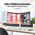 Samsung ViewFinity S6 S65TC 34-inch UWQHD 100Hz 1000R Curved Monitor, 5ms, HDR10, Thunderbolt 4 90W, KVM, FreeSync, LAN, USB Hub & 5W×2 Speakers, Height Adjustable Stand, Tilt, Swivel | WHITE  - Image 4