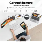 Samsung ViewFinity S6 S65TC 34-inch UWQHD 100Hz 1000R Curved Monitor, 5ms, HDR10, Thunderbolt 4 90W, KVM, FreeSync, LAN, USB Hub & 5W×2 Speakers, Height Adjustable Stand, Tilt, Swivel | WHITE  - Image 5