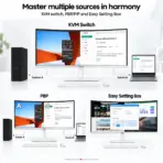 Samsung ViewFinity S6 S65TC 34-inch UWQHD 100Hz 1000R Curved Monitor, 5ms, HDR10, Thunderbolt 4 90W, KVM, FreeSync, LAN, USB Hub & 5W×2 Speakers, Height Adjustable Stand, Tilt, Swivel | WHITE  - Image 7