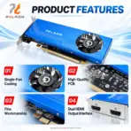PELADN KaiTian GeForce GT 1030 2GD5 2H Graphics Card, 2GB GDDR5, 384 CUDA Cores, 1468MHz Reference Boost, 64-Bit, Dual HDMI & Single-Fan Cooling | ELECTRIC BLUE - Image 3