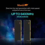 V-COLOR Manta XSky DDR5 32GB RAM Kit (2x16GB) 6400MHz CL32 1.40V SK Hynix Original IC Gaming Desktop Memory Module for AMD EXPO | BLACK ~ TMXSAO1664832KKK - Image 2