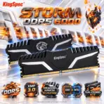 KingSpec STORM DDR5 32GB Kit (2×16GB) 6000MT/s RAM (PC5 48000) CL38 Desktop Memory, AMD & Intel Compatible, Dragon Armor Hollow 3D Aluminum Heatsink | KS6000D5M12516G ● BLACK
