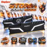 KingSpec STORM DDR5 32GB Kit (2×16GB) 6000MT/s RAM (PC5 48000) CL38 Desktop Memory, AMD & Intel Compatible, Dragon Armor Hollow 3D Aluminum Heatsink | KS6000D5M12516G ● BLACK