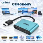 ONTEN OTN-5166HV 4-in-1 HDMI Adapter with HDMI + VGA Dual Display and 3.5 mm Audio Output