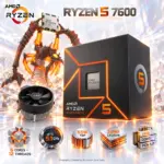 AMD Ryzen 5 7600 Desktop Processor, 6 Cores 12 Threads, Up To 5.1GHz Boost, 65W, 38MB L2+L3 Cache, AM5, DDR5, PCIe 5.0, Radeon Graphics & Wraith Stealth CPU Cooler | BOXED ~ 100-100001015BOX