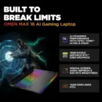 HP OMEN MAX 16-AH0XXX: Intel® Core Ultra 9 275HX | 16GB DDR5 RAM ; 512GB NVMe | RTX 5080 (16GB) | 16-inch WQXGA 240 Hz IPS Display | Per Key RGB Backlit | Windows 11 | Shadow Black ~ REFURB - 1 YR WNTY - Image 3