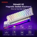 Akko Veekos Shine60 SP White 60% Tri-Mode ARGB Magnetic Keyboard with 8,000Hz Polling, Rapid Trigger, Shine-Through PBT Keycaps, and 7,000mAh Battery - Image 10