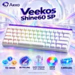 Akko Veekos Shine60 SP White 60% Tri-Mode ARGB Magnetic Keyboard with 8,000Hz Polling, Rapid Trigger, Shine-Through PBT Keycaps, and 7,000mAh Battery