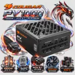 COUGAR PV 1000 1000W Fully Modular ATX 3.1 PSU, 80 PLUS Platinum, PCIe 5.1 12V-2X6, Cybenetics Platinum/A, Zero RPM 140mm FDB | GM Plus 1000