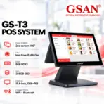 GSAN GS-T3 Dual-Screen Touch POS System, Intel Core i5 6th Gen, 8GB DDR3, 256GB SSD, 15.6" Touch + 11.6" Customer Display, Wi-Fi & Bluetooth, Metal Stand | BLACK - Image 2