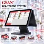 GSAN GS-T3 Dual-Screen Touch POS System, Intel Core i5 6th Gen, 8GB DDR3, 256GB SSD, 15.6" Touch + 11.6" Customer Display, Wi-Fi & Bluetooth, Metal Stand | BLACK