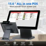 GSAN T3 Retail ALL in One POS Terminal Machine for Business With Wi-Fi & Bluetooth, Point of Sale Cash Register with Intel® Core i5 – 6ᵗʰ Gen , 8GB DDR3 RAM, 256GB SSD , 15.6″ Touch Screen +  LED8N 11 Digit Customer VFD Display  – 4 USB , VGA , Serial Com , RJ45 Ports – BLACK - Image 2