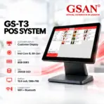 GSAN T3 Retail ALL in One POS Terminal Machine for Business With Wi-Fi & Bluetooth, Point of Sale Cash Register with Intel® Core i5 – 6ᵗʰ Gen , 8GB DDR3 RAM, 256GB SSD , 15.6″ Touch Screen +  LED8N 11 Digit Customer VFD Display  – 4 USB , VGA , Serial Com , RJ45 Ports – BLACK - Image 3
