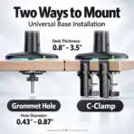 NB North Bayou F6 RGB Gaming Monitor Arm, 32–60″ Flat/Curved/Ultrawide Support, 20kg Capacity, Mechanical Spring, 75×75/100×100 VESA, 360° Rotation, Desk Clamp/Grommet | Matte Charcoal - Image 11