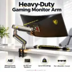 NB North Bayou F6 RGB Gaming Monitor Arm, 32–60″ Flat/Curved/Ultrawide Support, 20kg Capacity, Mechanical Spring, 75×75/100×100 VESA, 360° Rotation, Desk Clamp/Grommet | Matte Charcoal - Image 2
