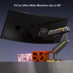 NB North Bayou F6 RGB Gaming Monitor Arm, 32–60″ Flat/Curved/Ultrawide Support, 20kg Capacity, Mechanical Spring, 75×75/100×100 VESA, 360° Rotation, Desk Clamp/Grommet | Matte Charcoal - Image 9