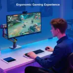 NB North Bayou F6 RGB Gaming Monitor Arm, 32–60″ Flat/Curved/Ultrawide Support, 20kg Capacity, Mechanical Spring, 75×75/100×100 VESA, 360° Rotation, Desk Clamp/Grommet | Matte Charcoal - Image 5