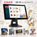 GSAN GS-T4 15.6″ Touchscreen All-in-One POS Terminal, Intel Core i5 4th Gen, 8GB DDR3 RAM, 128GB SSD, Black Countertop Cash Register Computer, No Built-In Wi-Fi or Bluetooth